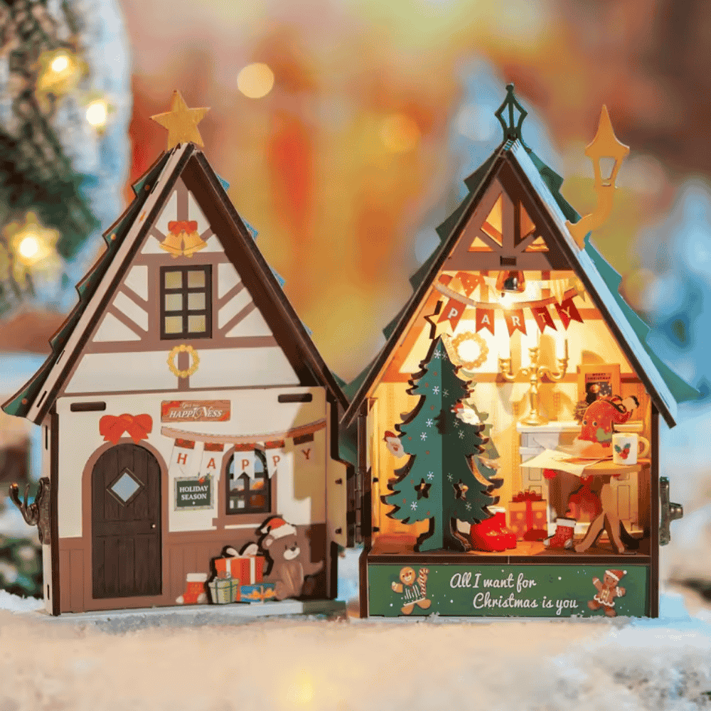 maquette en bois chalet de noel