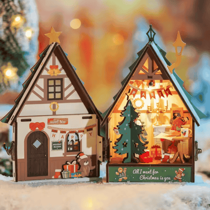 maquette en bois chalet de noel