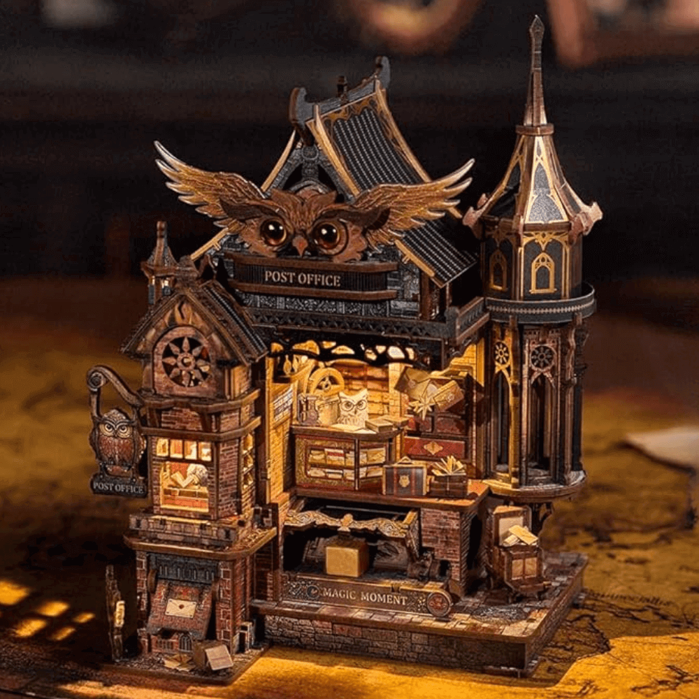 un puzzle en bois 3F en forme de post office