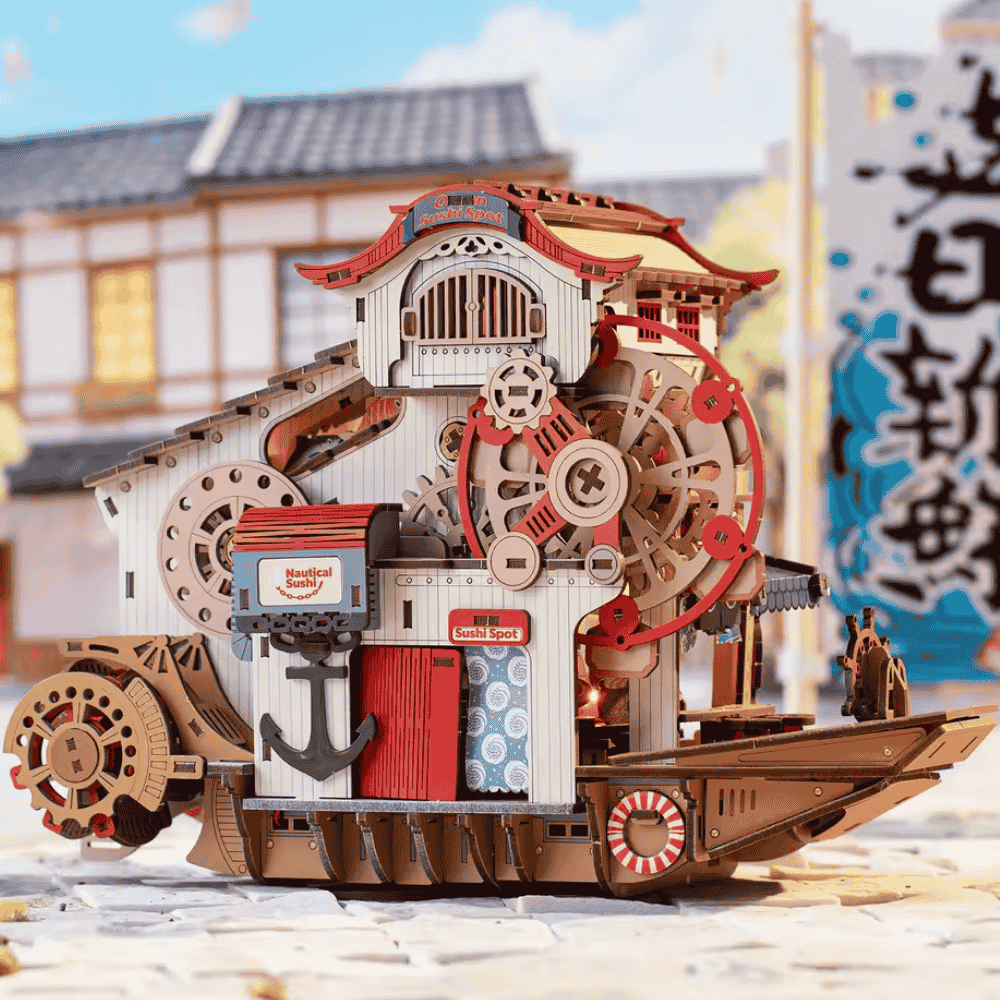 maquette bateau en bois japonais steampunk sushi spot cadeau fan ghibli one piece