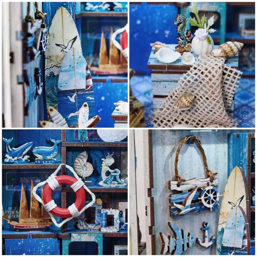 Porte arquée bleue Klein détail Beach Corner maison miniature Santorin architecture cycladique grecque